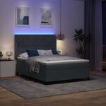 vidaXL Lit à Ressorts avec Matelas LED Gris foncé 140 x 200 cm Velours