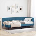 vidaXL Cadre de lit d'angle avec matelas Bleu 90 x 190 cm Velours