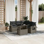 vidaXL Salon de jardin 6 Pièces avec coussins gris résine tressée
