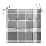 vidaXL Chaises de jardin lot de 2 avec coussins à carreaux gris Teck