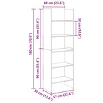 vidaXL Bibliothèque Chêne sonoma 60x35x180 cm Bois d’ingénierie