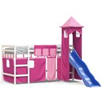 vidaXL Lit mezzanine enfants avec tour sans matelas rose 80x200 cm