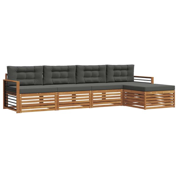 vidaXL Ensemble de canapés d'extérieur 5 Pièces Naturel et Anthracite