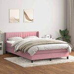 vidaXL Sommier à lattes de lit avec matelas rose 160x210 cm velours