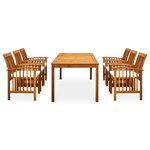 vidaXL Ensemble à manger de jardin 7 Pièces avec coussins Acacia solide
