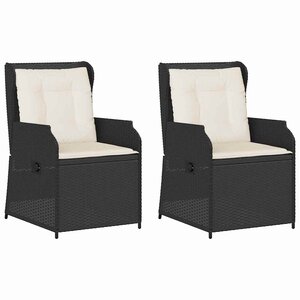 vidaXL Banc de jardin avec coussin 2 Pièces Noir Poly rotin