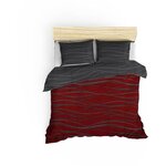 Parure de lit - housse de couette 220 x 240 + 2 taies d'oreiller 60 x 60  65  coton- Rouge