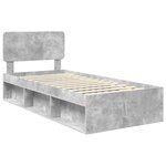 vidaXL Cadre de lit avec tête de lit Gris Béton 90 x 190 cm Pin massif