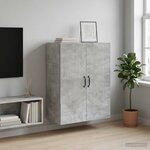 vidaXL Armoire Murale 66 x 34 5 x 90 cm Bois d'ingénierie Gris béton