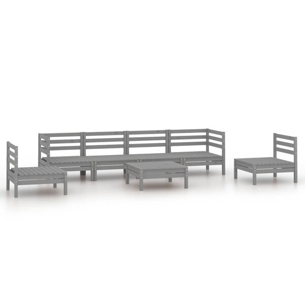 vidaXL Salon de jardin 7 Pièces Gris Bois de pin massif