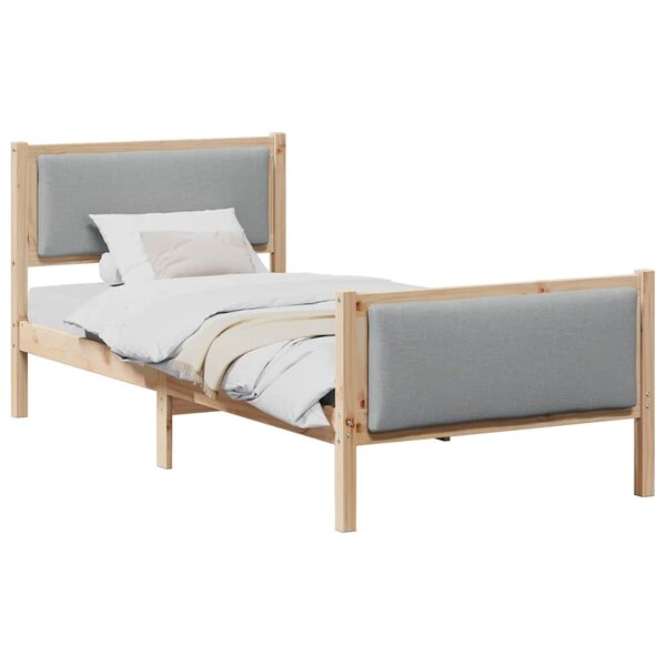vidaXL Cadre de lit avec tête de lit Gris clair 90 x 200 cm tissu