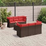 vidaXL Salon de jardin avec coussins 7 Pièces marron résine tressée