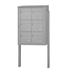 Bloc collectif Leabox 2x3  grade 3  simple face  extérieur  fixation sur pieds à sceller  gris clair ral 7035 finition brillante