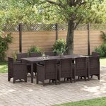 vidaXL Ensemble de salle à manger pour jardin 11 Pièces Marron