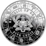 Pièce de monnaie en Argent 5 Cedis g 31.1 (1 oz) Millésime 2025 Anime Zodiac LEO (PRÉCOMMANDE)