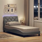 vidaXL Cadre de lit avec LED sans matelas gris clair 90x200 cm tissu