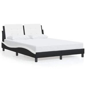 vidaXL Cadre de lit sans matelas Zadar noir et blanc 140x190 cm similicuir