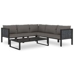 vidaXL Salon de jardin 6 Pièces avec coussins résine tressée anthracite