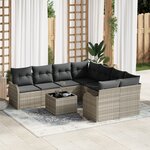 Ensemble de canapé de jardin vidaXL 9 pièces avec coussins gris clair en rotin synthétique