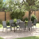 vidaXL Ensemble de salle à manger pour jardin 7 Pièces Gris Poly rotin