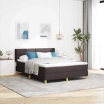 vidaXL Lit à ressorts avec matelas Marron foncé 190 x 140 cm Polyester