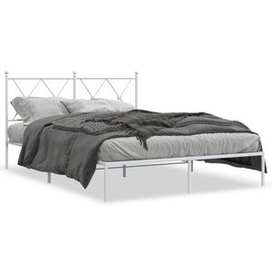 vidaXL Cadre de lit métal sans matelas et tête de lit blanc 140x190 cm