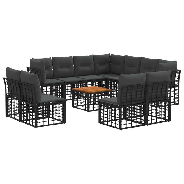 vidaXL Ensemble de canapés d'extérieur 12 Pièces Noir et Gris foncé