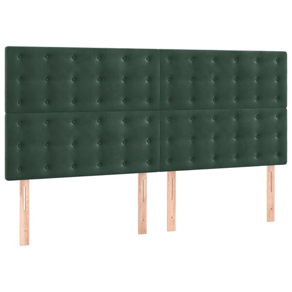 vidaXL Têtes de lit 4 Pièces Vert foncé 80x5x78/88 cm Velours