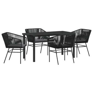 vidaXL Ensemble de salle à manger pour jardin avec coussin 5 Pièces Noir