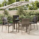vidaXL Ensemble à manger de jardin coussins 5 Pièces noir et gris
