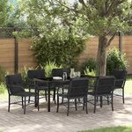 vidaXL Ensemble de salle à manger pour jardin 7 Pièces Noir Poly rotin