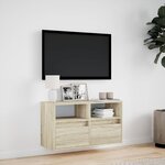 vidaXL Meuble TV mural avec lumières LED chêne sonoma 80x31x45 cm