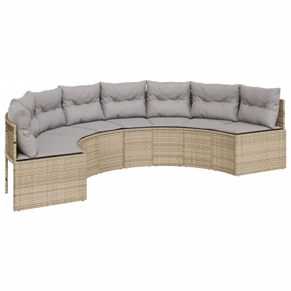 vidaXL Canapé de jardin avec coussins demi-rond beige résine tressée