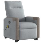 vidaXL Fauteuil de massage inclinable Gris clair Tissu