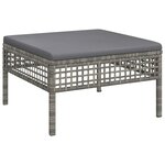 vidaXL Salon de jardin 9 Pièces avec coussins Gris Résine tressée