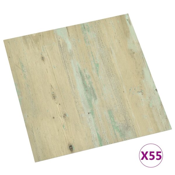 vidaXL Dalles de plancher autoadhésives 55Pièces PVC 5 11 m² marron clair
