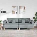 vidaXL Canapé avec coussin 3 Pièces Gris clair tissu