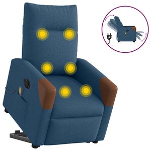 vidaXL Fauteuil inclinable de massage électrique bleu tissu
