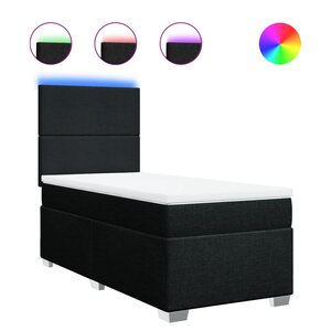 vidaXL Sommier à lattes de lit et matelas Noir 80x200 cm Tissu