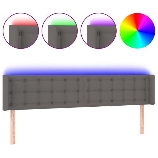 vidaXL Tête de lit à LED Gris 163x16x78/88 cm Similicuir