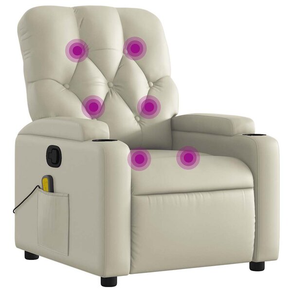 vidaXL Fauteuil inclinable de massage Crème Similicuir