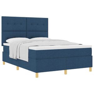 vidaXL Lit à ressorts avec matelas Bleu 140 x 190 cm tissu