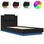 vidaXL Cadre de lit avec tête de lit et lumières LED noir 100x200 cm