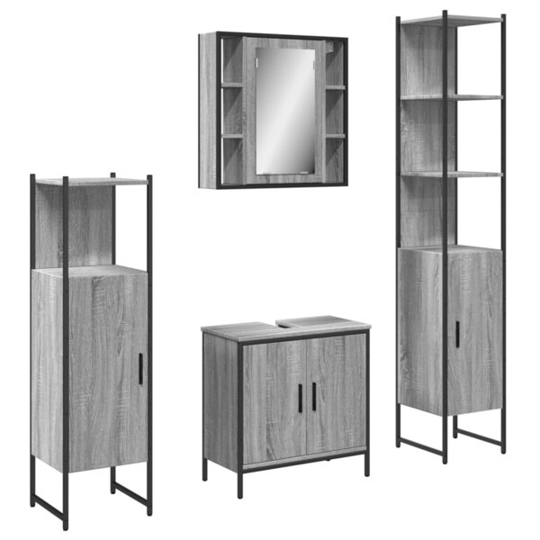 vidaXL Ensemble d'armoires de salle de bain 4 Pièces sonoma gris