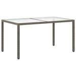 vidaXL Table de jardin 150x90x75 cm Verre trempé et poly rotin Gris