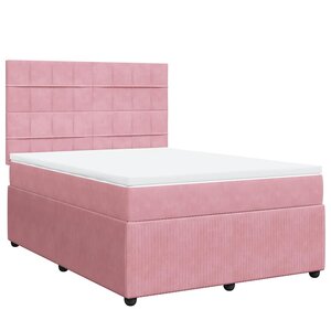 vidaXL Sommier à lattes de lit avec matelas Rose 160x200 cm Velours