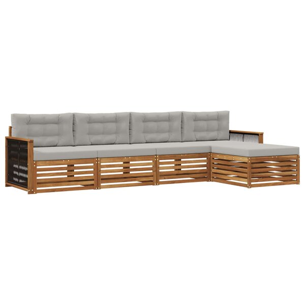 vidaXL Ensemble de canapés d'extérieur 5 pc Naturel et gris clair