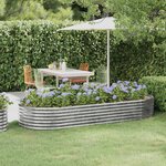vidaXL Lit surélevé de jardin Acier enduit de poudre Argenté