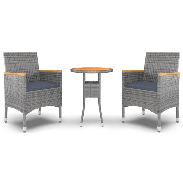 vidaXL Ensemble à manger de jardin 3 Pièces Résine tressée Gris