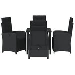 vidaXL Ensemble de salle à manger de jardin 5 pièces avec coussins en poly rotin noir